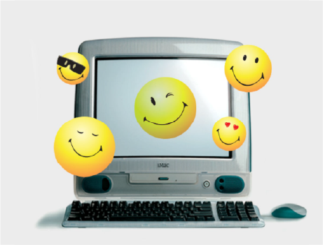 Smiley Faces over computer