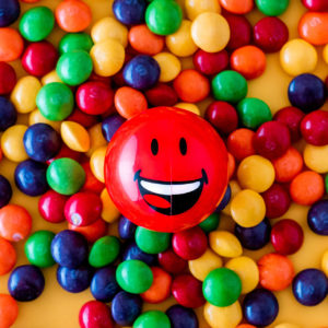 Red Smiley Halves on sweets