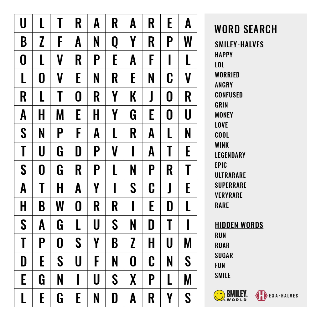 Smiley Halves Word Search